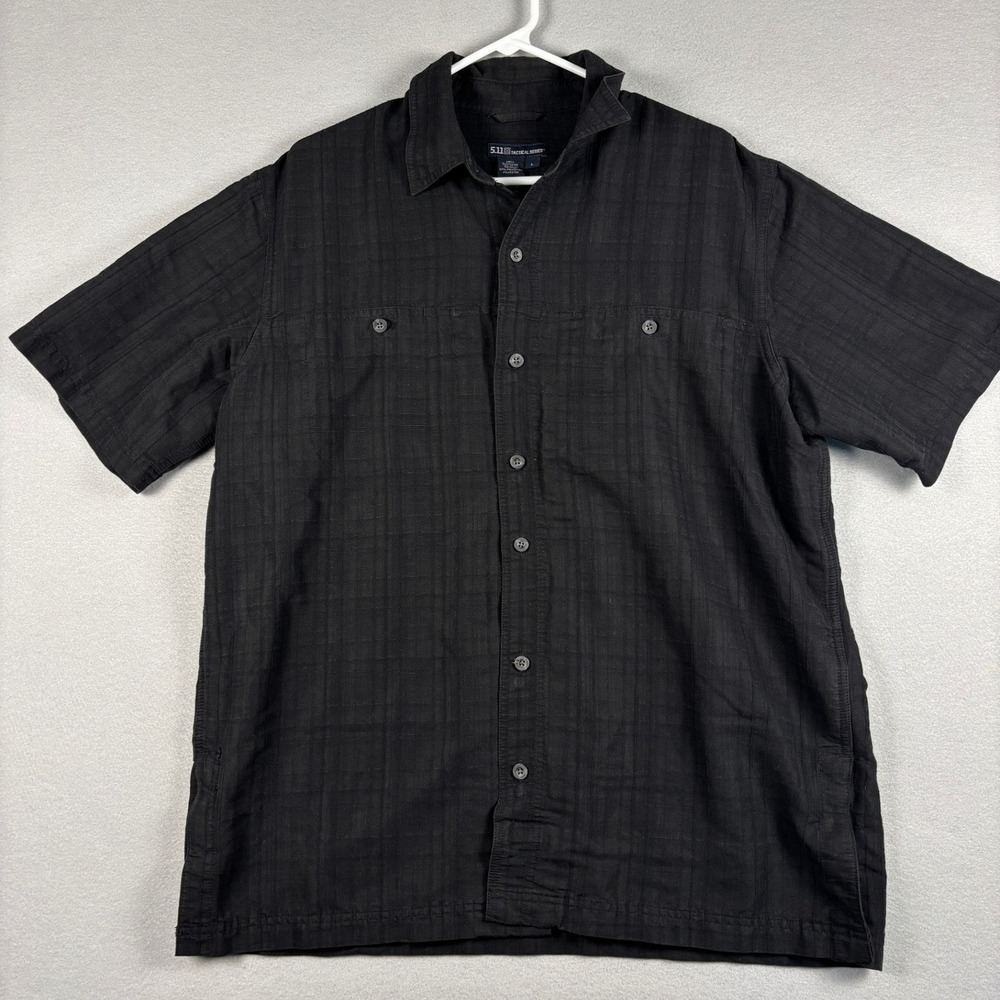 5.11 Tactical Series Short Sleeve Button Down Shirt Large Black Grid